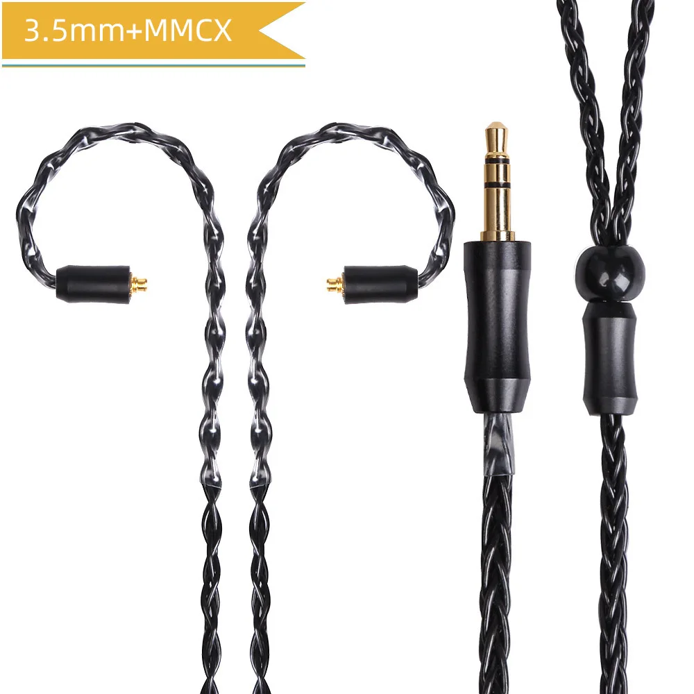 Black MMCX 3.5 FDBRO MMCX обмен мгновенными сообщениями IE80 2Pin OCC посеребренный кабель для наушников Разъем для наушников, 3,5/2,5/4,4 мм балансный 8-ядерный посеребренный серебряный кабель - Цвет: Black MMCX 3.5