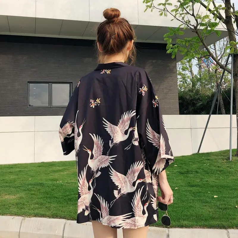 Летнее женское кимоно Yukata в японском стиле, кардиган с модным принтом, блузка, куртка, традиционное японское платье, женские кимоно, платье
