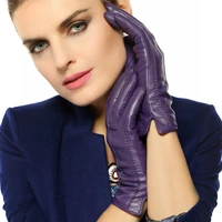 elegant women genuine lambskin leather gloves high quality autumn and winter plus velvet thermal hot trendy female glove l085nc