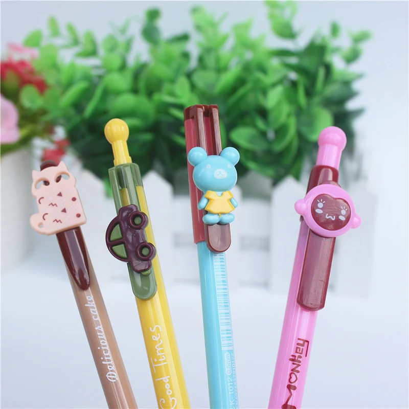 5 шт./лот пластиковая шариковая ручка с мультяшным декором для студентов офиса