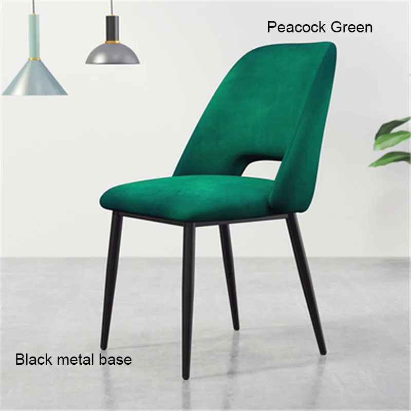 Black base Green Современный минималистичный скандинавский обеденный стул из нержавеющей стали, Повседневная мебель, домашний стул, ресторан, кухонный диван для кафе, стул для офиса - Цвет: Black base Green
