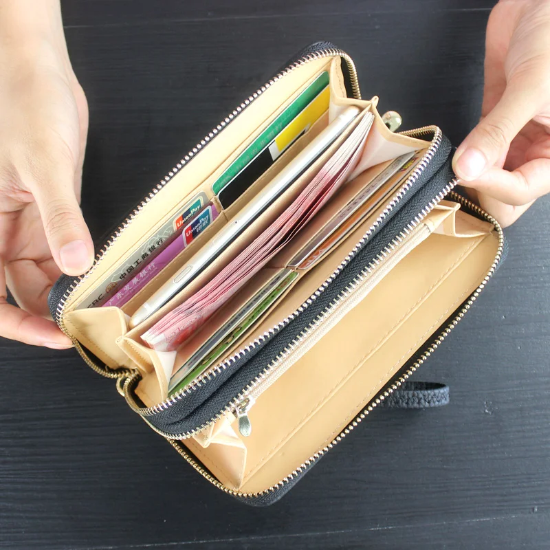 Для женщин кожа длинные женские кошельки кредитной держатель для карт молния