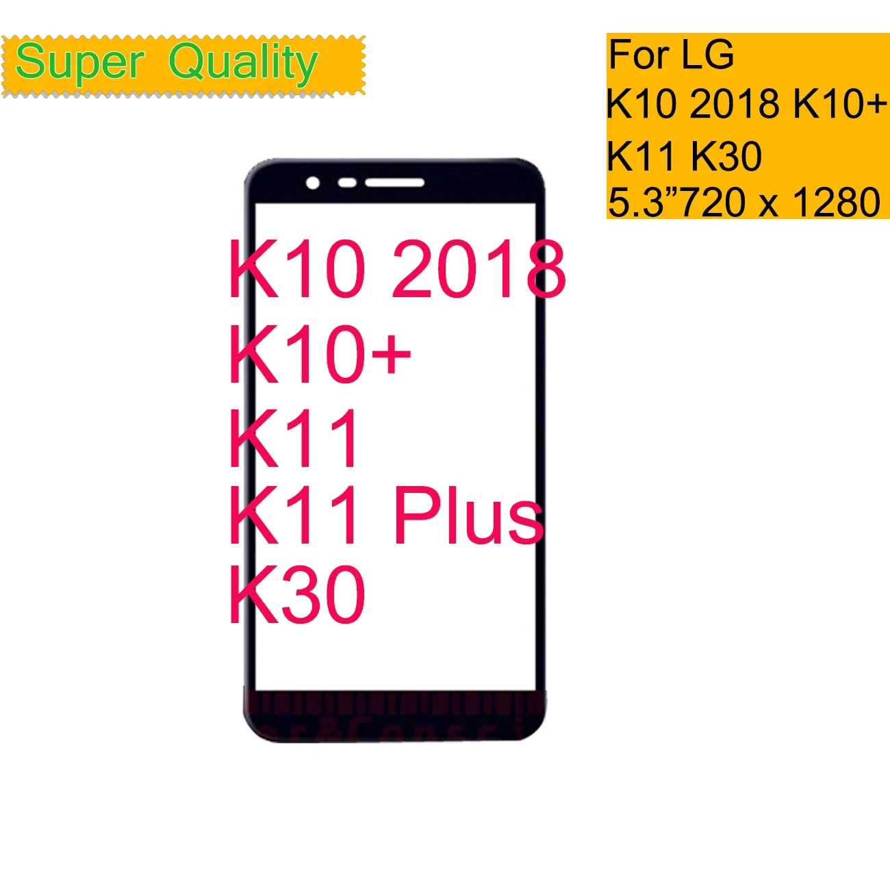 

10Pcs/Lot For LG K10 2018 K11 K10+ K11 Plus K30 X4+ X4 Touch Screen Front Glass Panel Front Outer Glass Lens K10 2018 With OCA