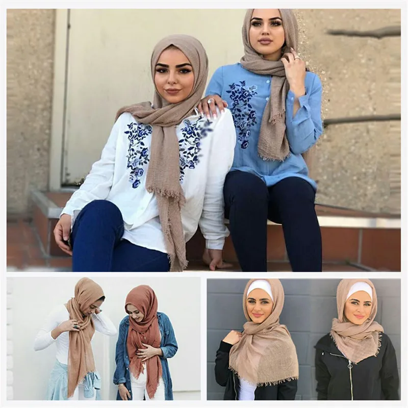 Hot sale plain scarf/cotton scarves fringes women soft solid hijabs popular muffler shawls big pashmina muslim wrap hijab YS210 |