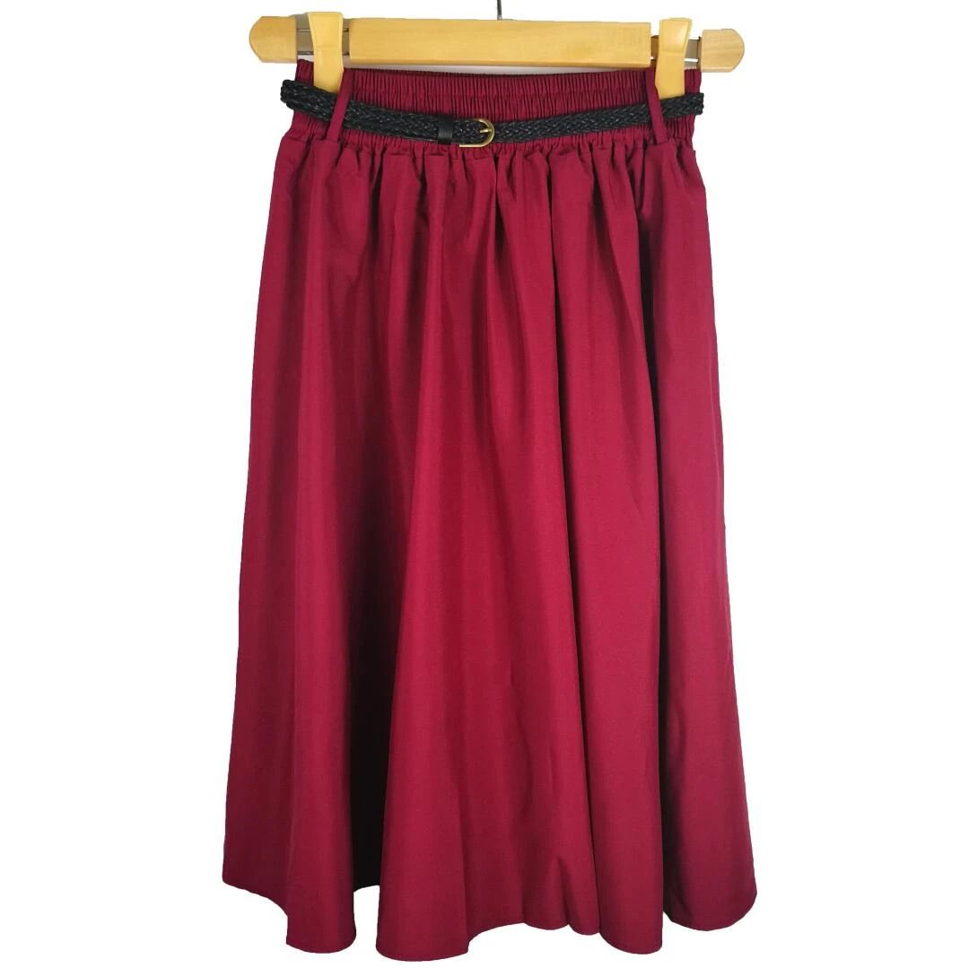 Midi Knee Length Summer Skirts Womens With Belt Fashion Casual Korean Ladies High Waist Pleated A-line School Women Skirt Female | Женская