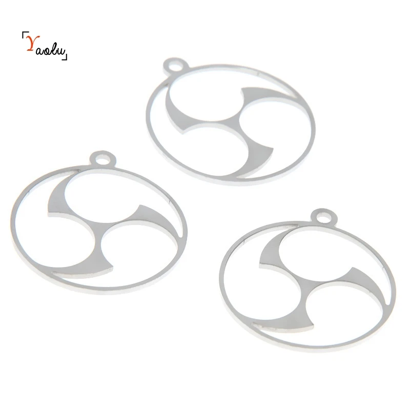5 шт./лот Mitsu Tomoe charm Подвеска из нержавеющей стали 28x25мм|Шармы| |