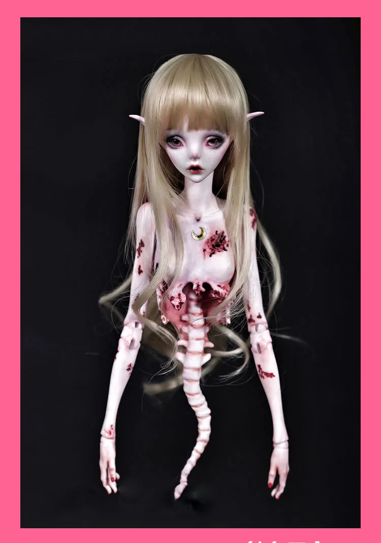 1/4 scale nude BJD Horror elf Death girl with 2 head Joint doll Resin figure model toy gift not include clothes shoes wig D2297 | Игрушки и
