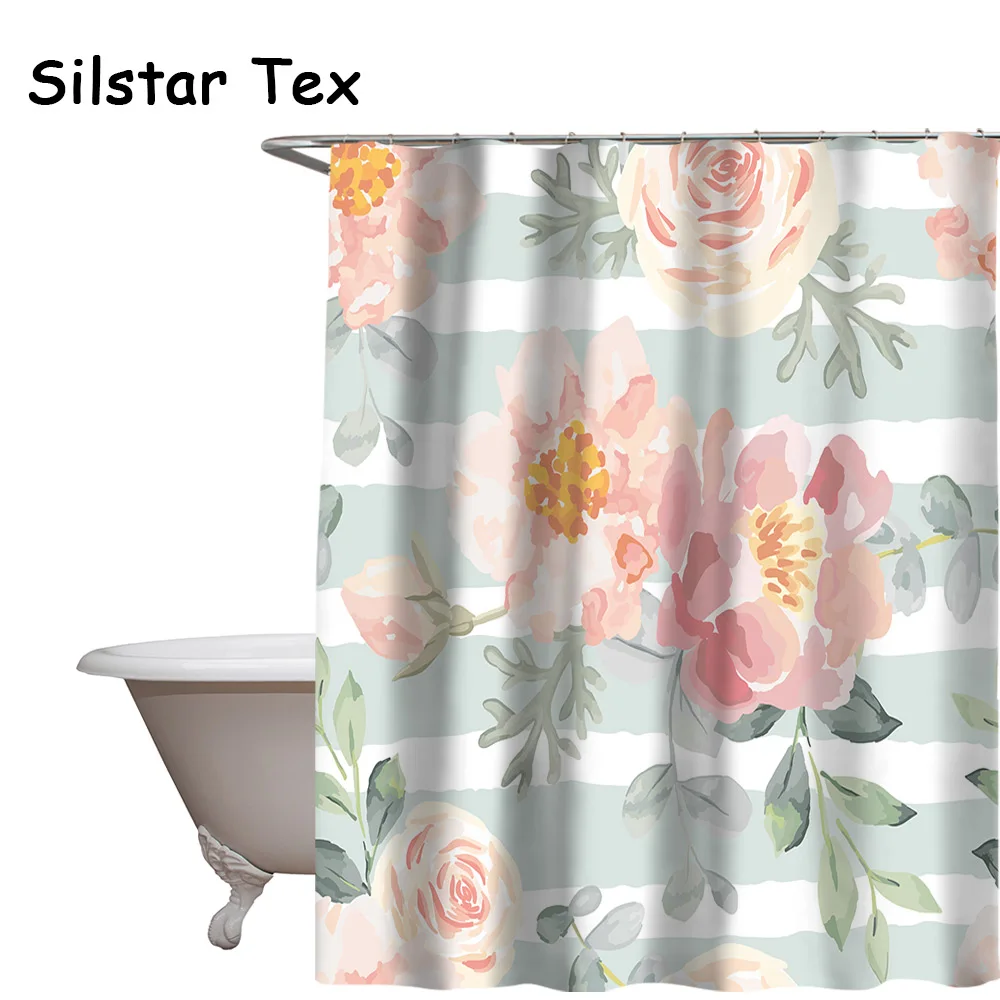 Silstar Tex моющийся полиэстер занавеска для душа Красочные цветы узор цветочный
