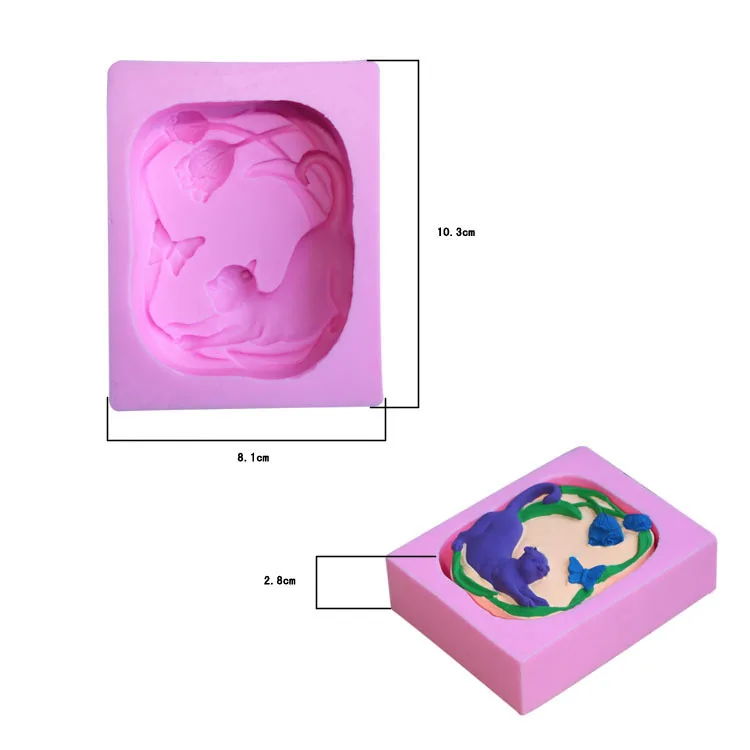 Милый 3D Кот Бабочка Форма DIY Мыло Мягкая Керамика жидкие силиконовые формы для
