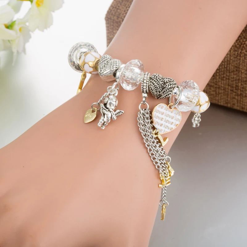 VIOVIA 2019 Купидон стрела змея цепи очаровательные браслеты из бисера с L O V E DIY