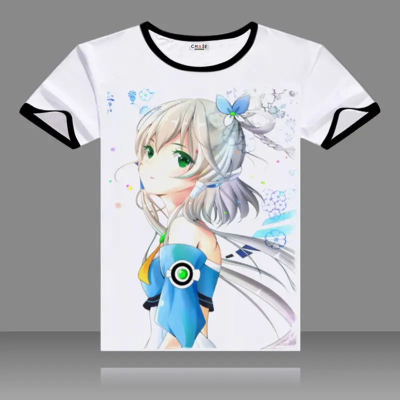 Футболки VOCALOID3 Luo Tianyi черные топы с круглым вырезом и короткими рукавами модные