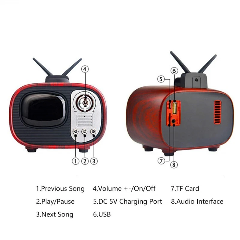B9 Мини Bluetooth динамик интернет радио портативный звуковая система Ретро ТВ вид 3D