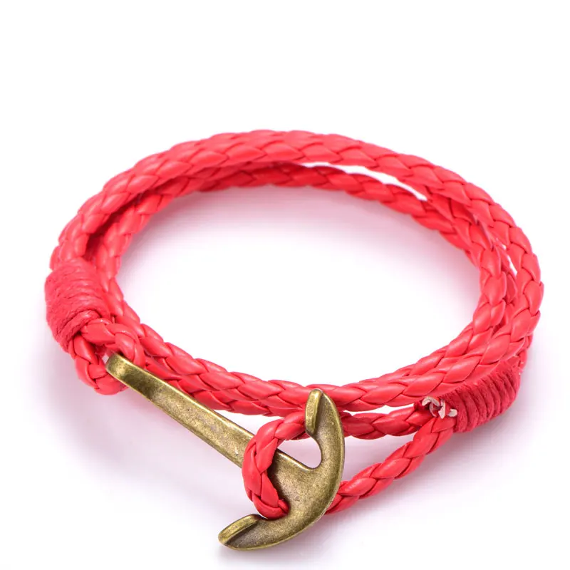 red bronze NIUYITID золотые аксессуары в форме якоря мужской браслет черный PU кожаный Ювелирный модный мужской браслет для браслета мужской Шарм - Окраска металла: red bronze
