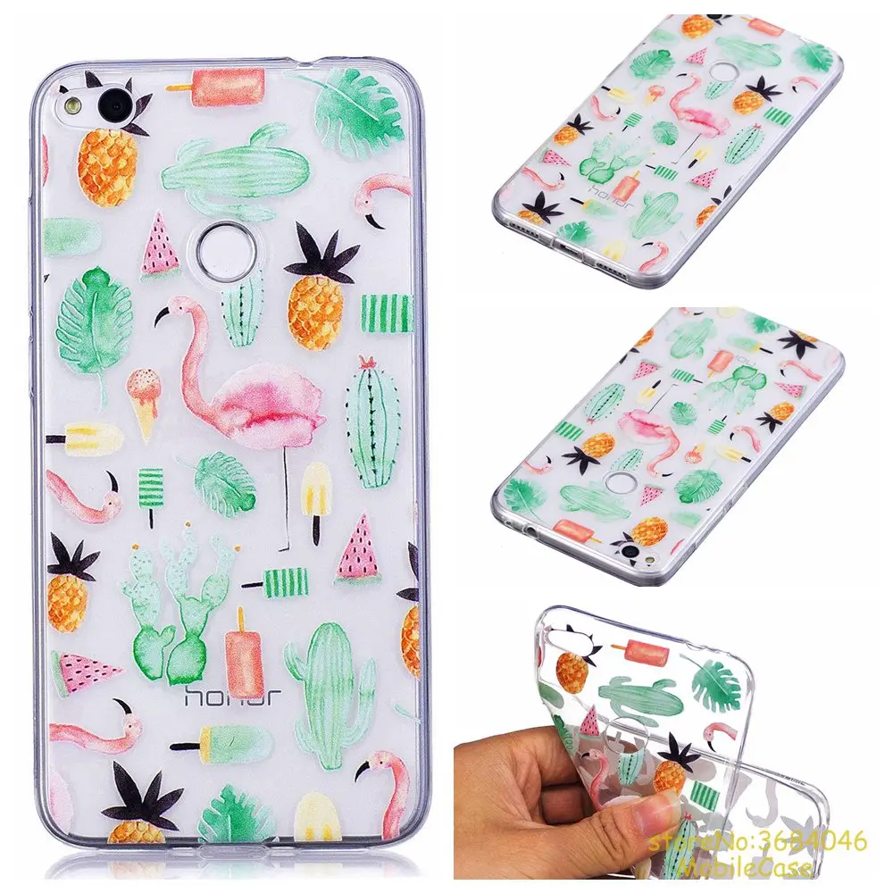 Soft TPU silicone case For Huawei P8 Lite 2017 phone cover Cactus CAT Cartoon watermelon unicorn pineapple Painted para caso | Мобильные