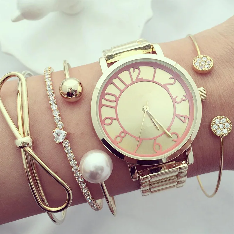 4 шт./компл. женский золотистый Открытый браслет в стиле бохо с бантом сердцем