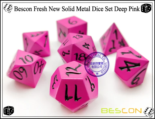 Bescon новые твердые металлические игральные кости набор темно-розовый, металлические RPG миниатюрные многогранные кости Набор из 7 для ролевых игр