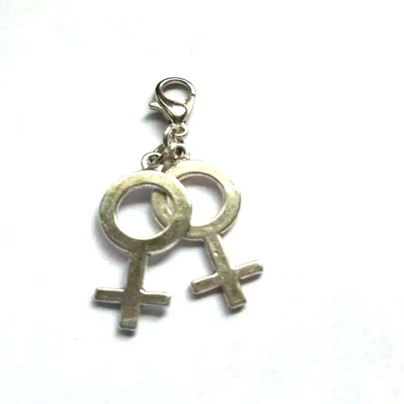 Double Venus Female Symbol Charm Lgbt Clip Couple Dangle Pendant Vintage Silver For Bracelet Fashion Jewelry Accessories New | Украшения и