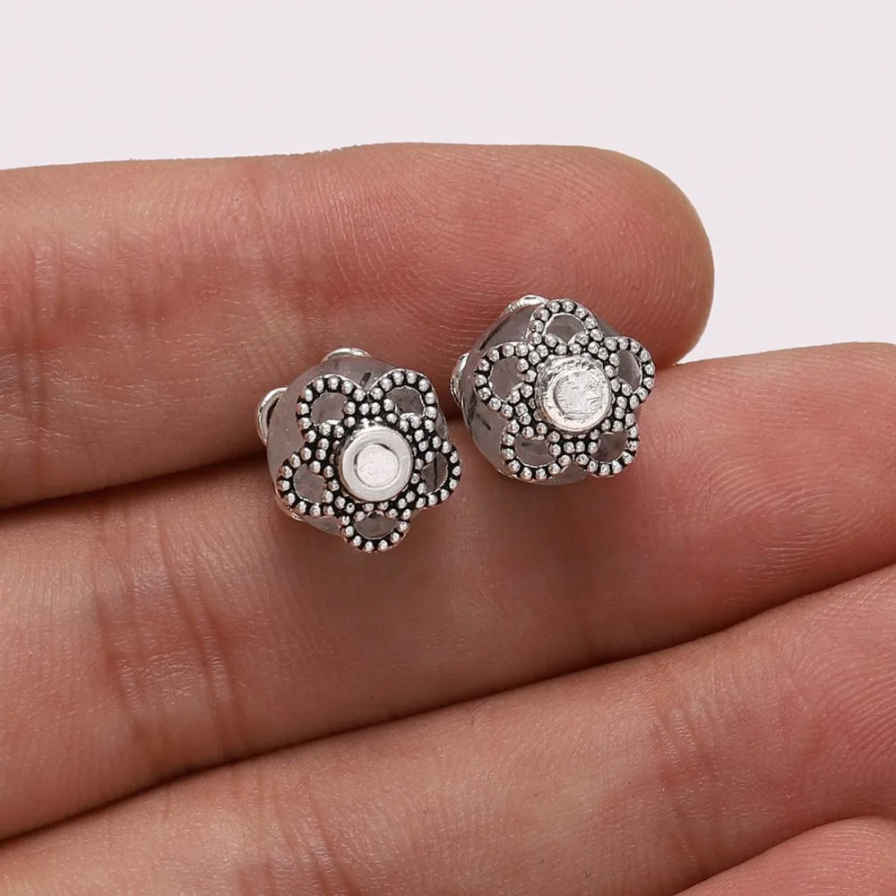 50pcs/Lot 8 mm Antique Hollowed Flower Metal Bead End Caps For Jewelry Making Findings Needlework Diy Accessories | Украшения и
