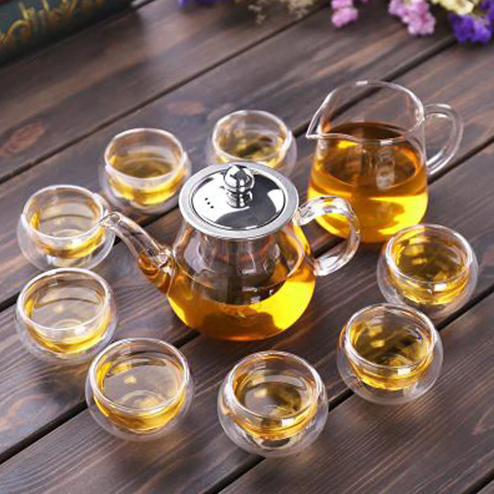 

PINDEFANG 400ml Blooming Tea Loose Leaf Tea Heatable Glass Teapot with Removable Strainer Microwavable and Stovetop Safe Infuser