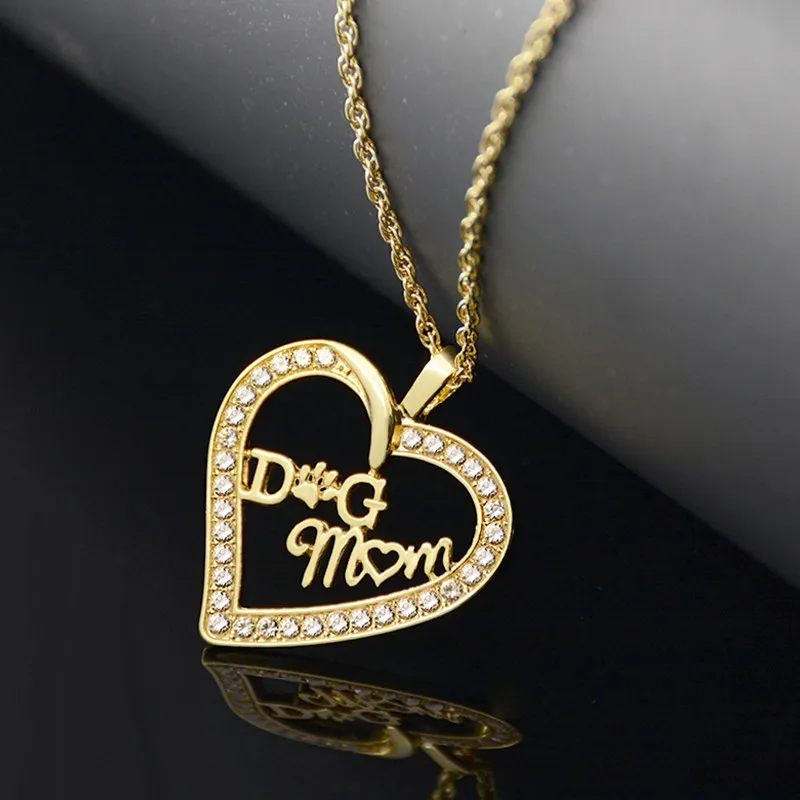 Новинка серебряного цвета Кристалл Циркон собака подвеска в виде сердца с