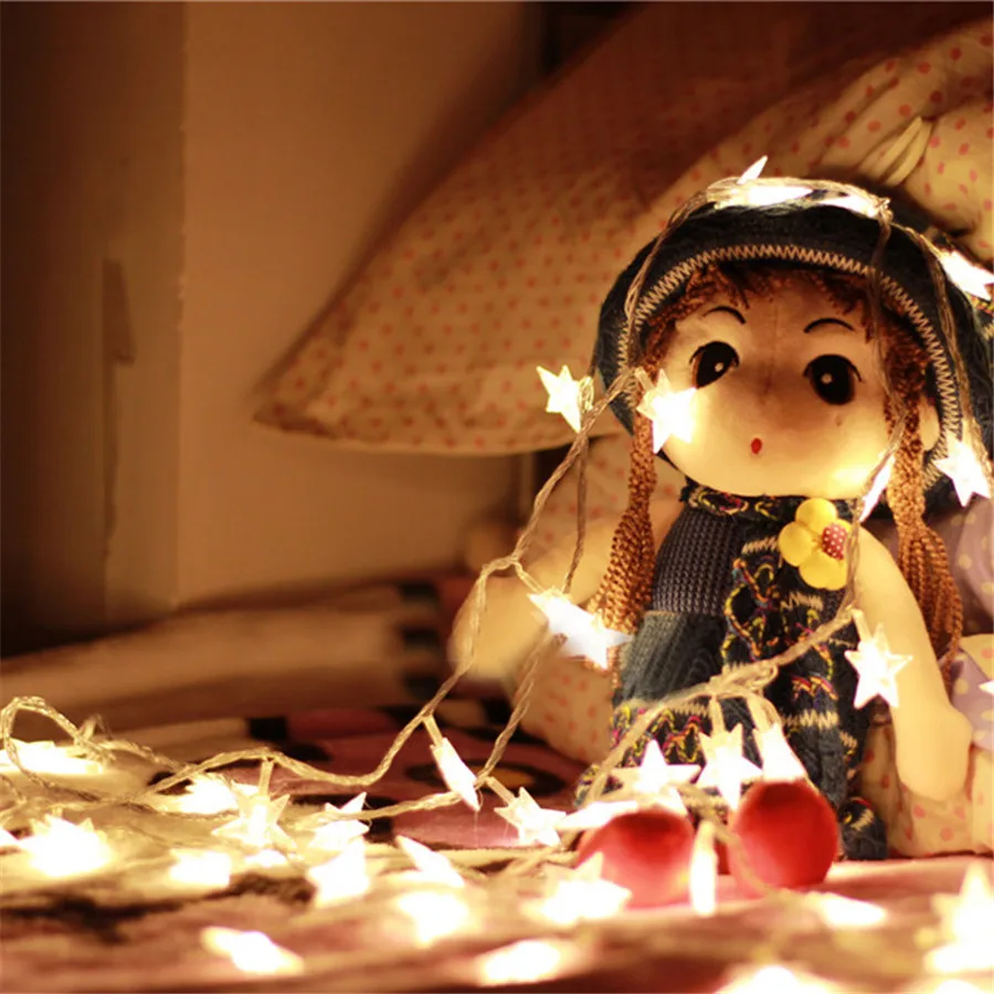5M 50pcs Five-pointed Star LED Christmas String Light Battery Operated Fairy Garland Outdoor Home Party Wedding | Освещение