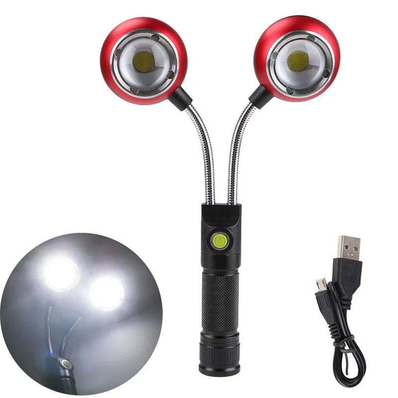 

COB LED Work Light 4 Modes Torch Inspection Flashlight With 2 Heads Magnetic Portable Lamp Camping Tent Light Emergency Lights