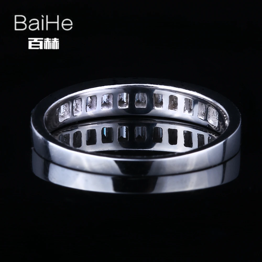 BAIHE подлинной стерлингового серебра 925 0.29CT H/SI в стиле &quotбагет&quot Природные Алмазы