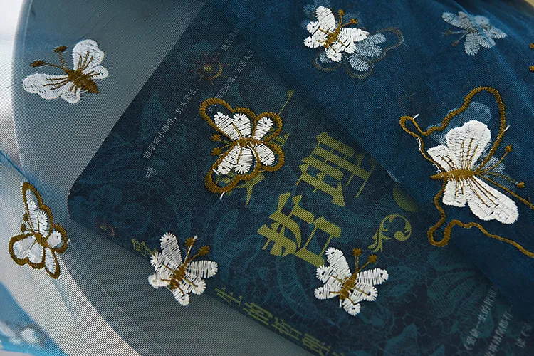 Вышитый бабочкой Тюль Синий Американский фермерский дом стиль гостиная спальня