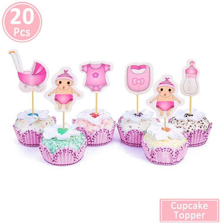 20 шт детский душ кекс Toppers Babyshower мальчик девочка фото стенд реквизит-аксессуары пол раскрывает вечерние фотобумажные наборы