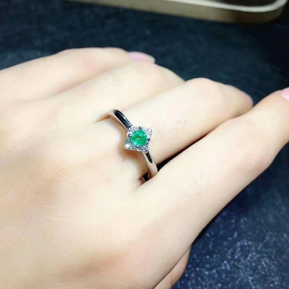 

SHILOVEM 925 sterling silver Natural Emerald rings pendants send necklace fine Jewelry wedding women new gift jctz463.53.5agml
