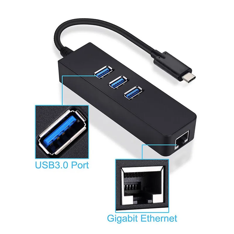 Док станция Basix USB C Hub 3 1 Type на порта 0 с внешним Lan адаптером RJ45 10/100/1000 Мбит/с для Macbook