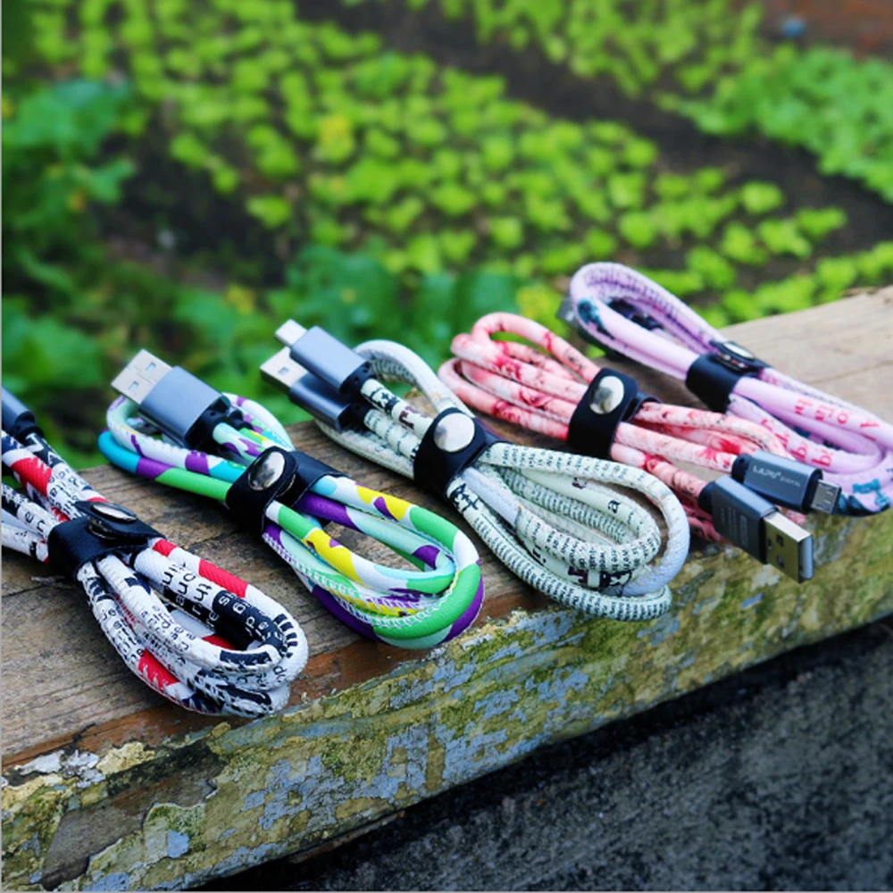 Micro USB Дата-кабель Камуфляжный кожаный шнур для быстрой зарядки кабель iPh Android Type-C |