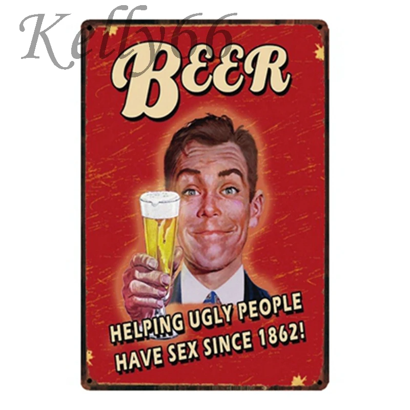 

[ Kelly66 ] Beer ugly Vintage Metal Sign Poster Home Decor Bar Wall Art Painting 20*30 CM Size y-1395