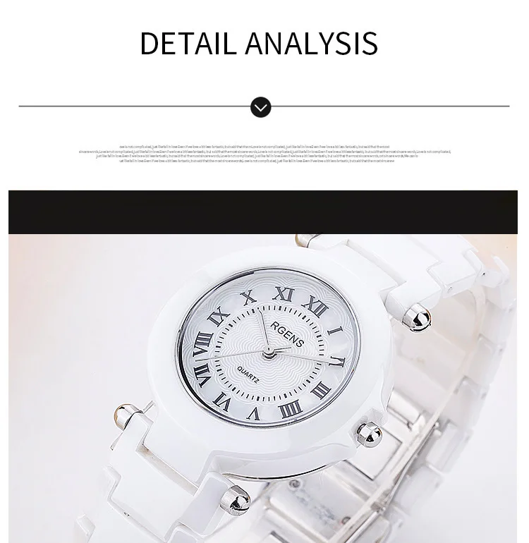Оригинальные керамические наручные часы RGENS мужские кварцевые черного и белого