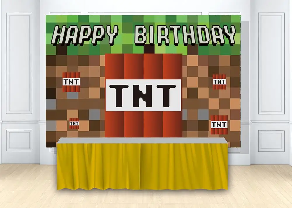 HUAYI Ретро видео игра на день рождения фон для мальчика битва геймера TNT ткань Minercraft Вечерние Декорации фото фон w-2193