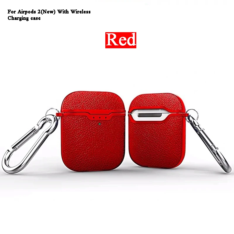 Чехол для наушников для Airpods 2 1 чехол роскошный чехол из силикона и ТПУ с рисунком личи беспроводной зарядки чехол для Apple Airpods - Цвет: Red
