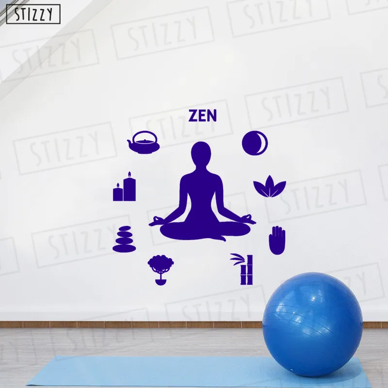 L815 Blue STIZZY для охоты, кемпинга дзэн Будда виниловые наклейки на стену медитационная Йога поза лотоса узор для окна домашний декор креативная роспись C548 - Цвет: L815 Blue