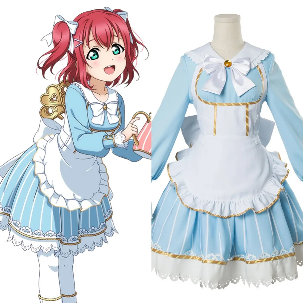 Аниме Aqours LoveLive Love Live! Sunshine Kurosawa Ruby Wonderland Alice костюм феи для косплея Tale maidslave Unifrom