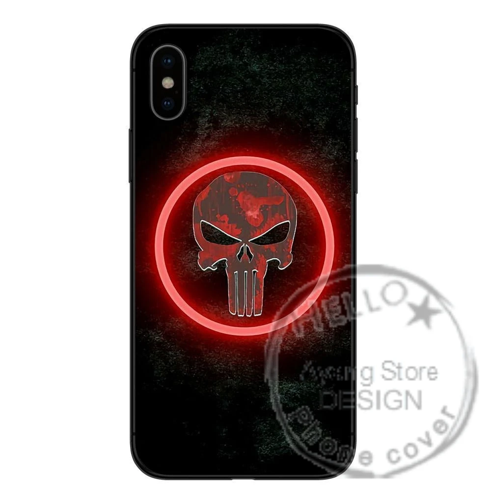 Чехол Marvel Game The Punisher черный матовый Мягкий силиконовый чехол из ТПУ для iPhone X 10 5 5S se