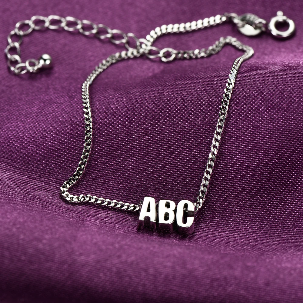 YFN Настоящее серебро 925 пробы браслет ABC браслеты с буквами модные ювелирные