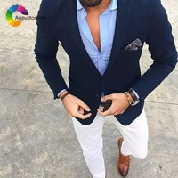 custom made formal men suit navy blue business man suit with pants slim fit male blazers street fashion 2 pieces costume homme