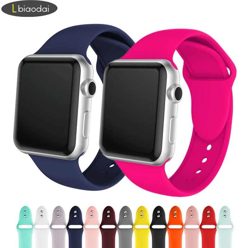 Силиконовый ремешок для Apple Watch 42 мм 38 мм iWatch 4 ремешка 44 мм 40 мм ремень для браслета ремешок для Apple watch 5 4 3 2 аксессуары