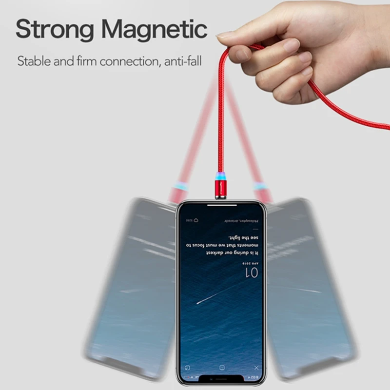 Магнитный провод для быстрой зарядки с поворотом на 360 градусов iPhone Samsung Type C Android