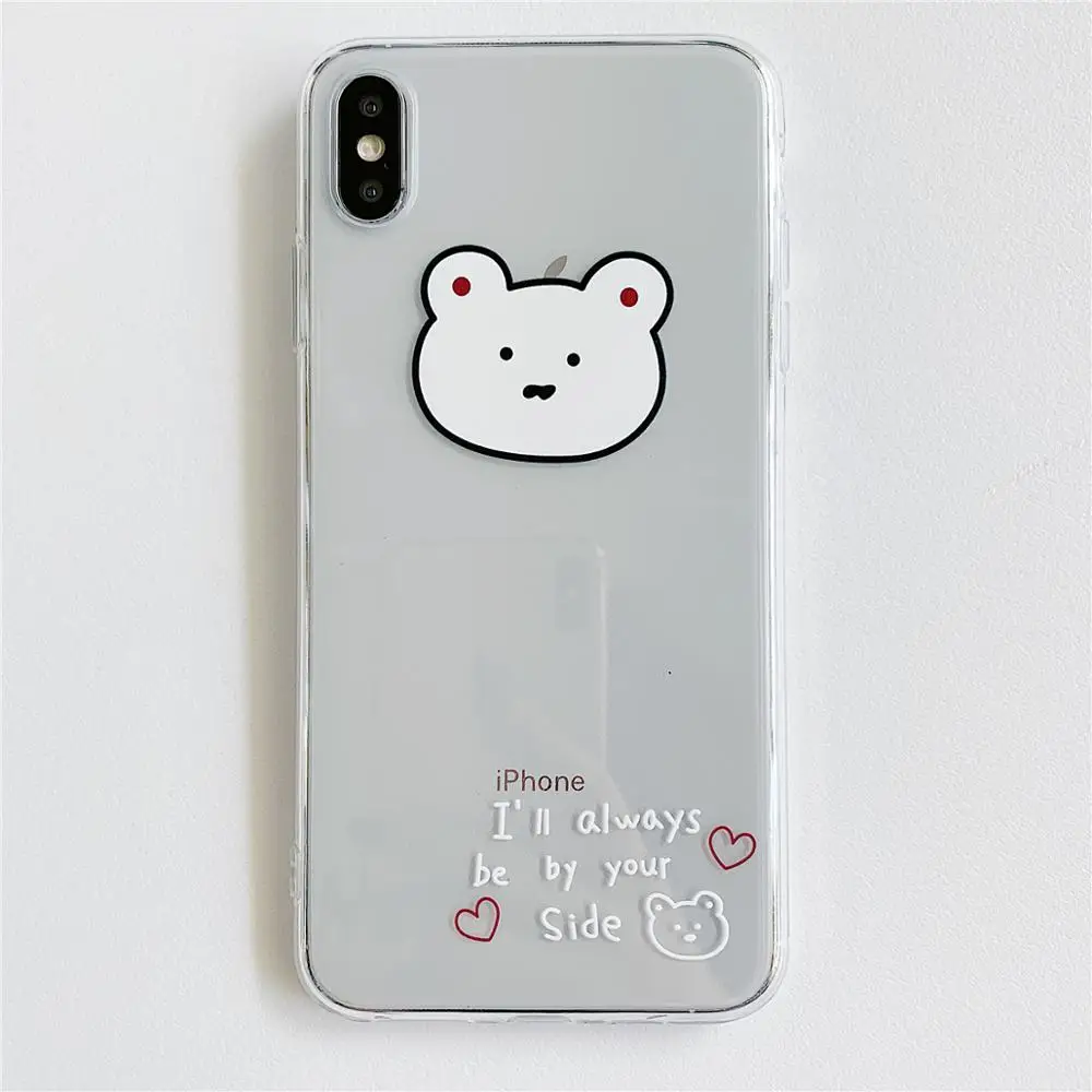 Cute Line Cartoon Bear Phone Case For iPhone 6 6s 7 8 plus X 10 XS Max XR Back Cover Funda Soft Clear TPU Transparent |