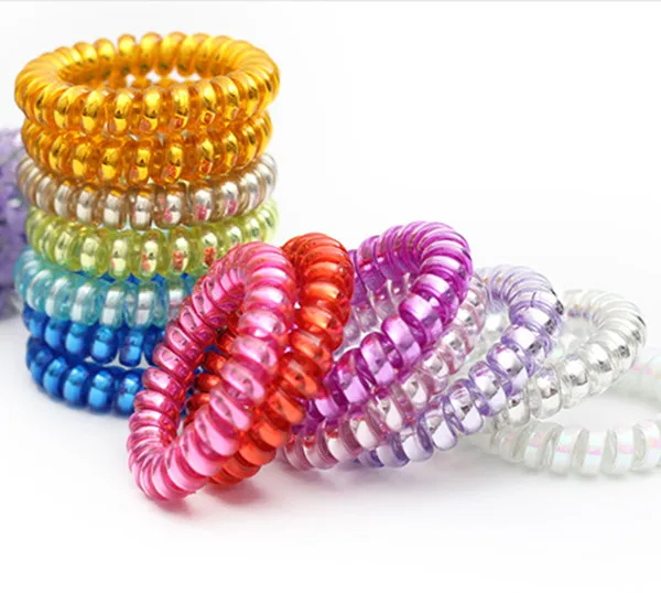 10 шт./лот Сияющий Bling Цвет телефонный шнур волос Галстуки Для женщин взрослых Аксессуары для волос - Цвет: metalic solid