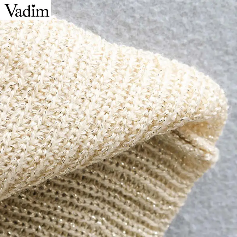 Vadim women elegant knitted V neck sweater flare long sleeve cardigans single breasted female casual tops HA387 |