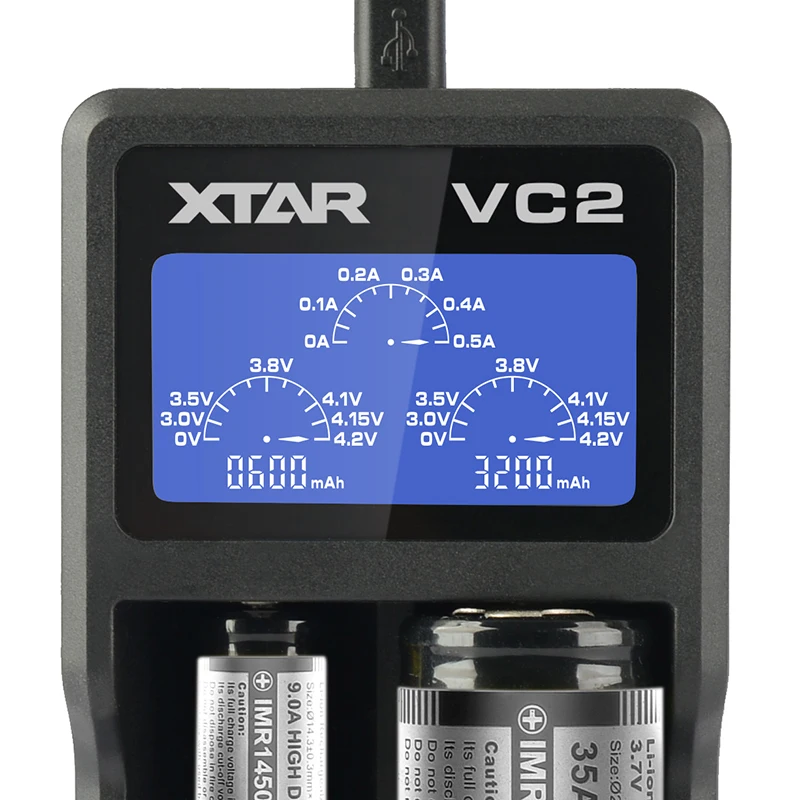Новинка XTAR VC2 зарядное устройство Универсальный ЖК-экран дисплей USB Ni-MH/Ni-CD