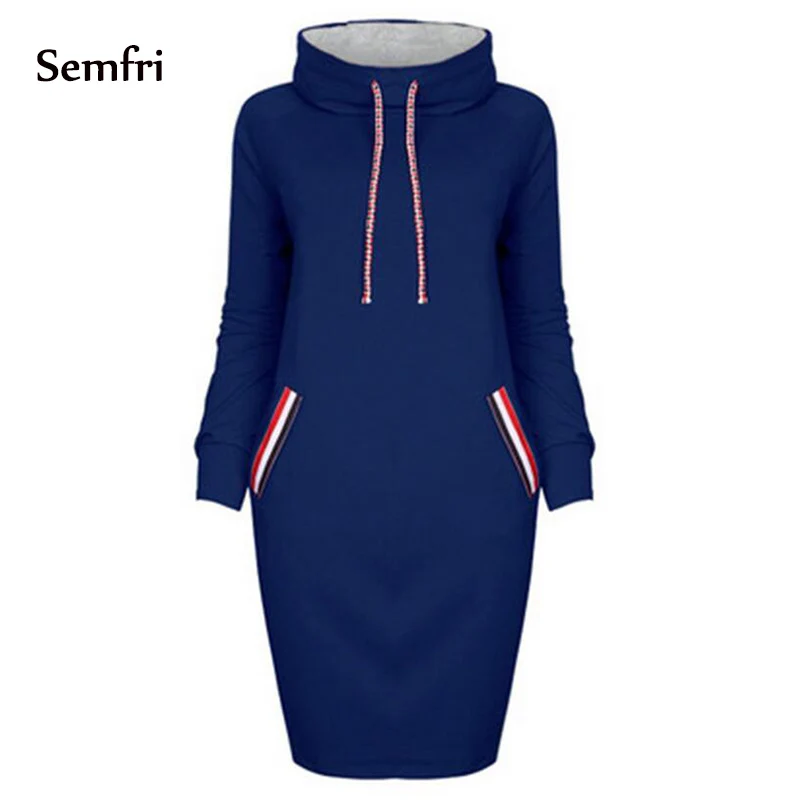 Semfri, женские толстовки, свитер, платье, модное, sudadera mujer, весна-осень, на завязках, спортивный костюм, платье с капюшоном, Vestidos