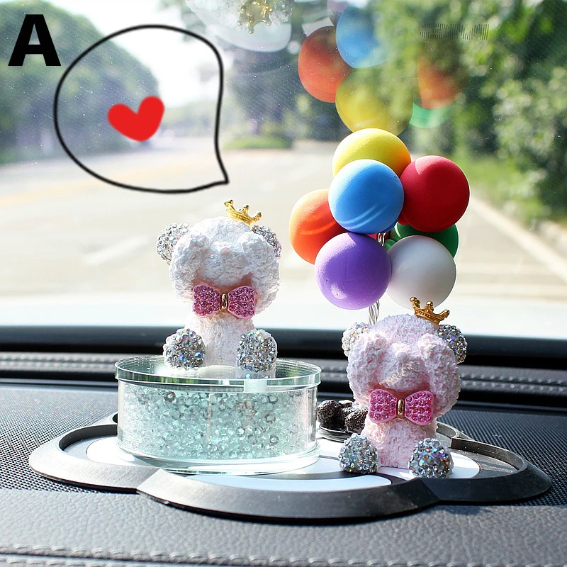 Gypsum Bear Ornament Car Console Decoration Charm Balloon Air Freshener Perfume Interior Decor Crystal Girls Women | Автомобили и