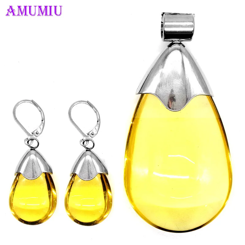 silver x yellow AMUMIU капли воды Наборы свадебных ювелирных изделий инкрустация Роскошная обувь с украшением в виде кристаллов Свадебные украшения комплект подарки ожерелье серьги Элегантные вечерние золото JS056A - Окраска металла: silver x yellow